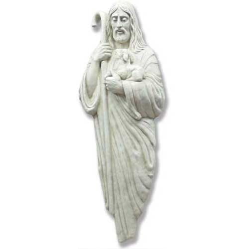 Good Shepherd Lamb &amp; Staff Statue - 66&quot;