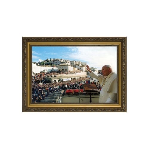 John Paul II Speaking In Assisi W/ Gold Frame