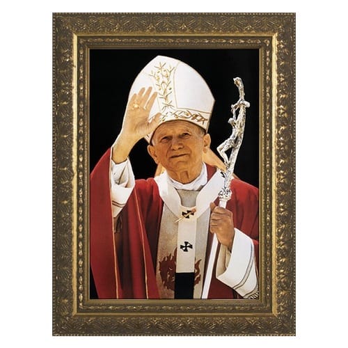 Pope John Paul II Waving W/ Gold Frame