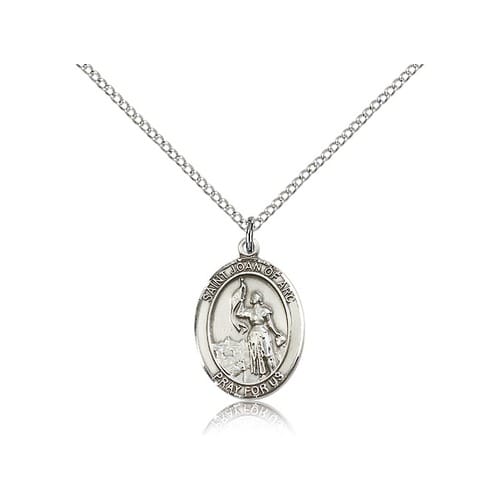 Sterling Silver St. Joan Of Arc Medal W/ Chain