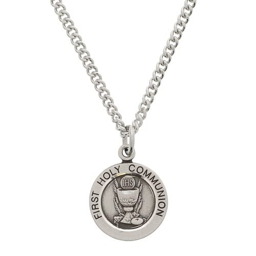 First Communion Sterling Silver Small Round Medal