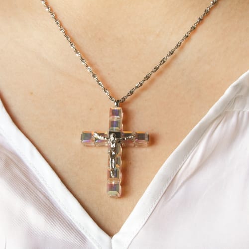 Swarovski Crystal &amp; Sterling Silver Cross Pendant