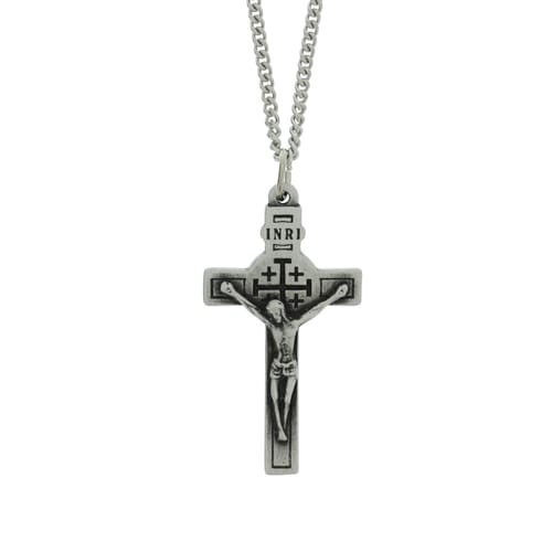 Pewter Crucifix With Holy Land Relic