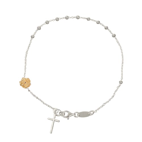 Sterling Mary Mystical Rose Decade Rosary Bracelet