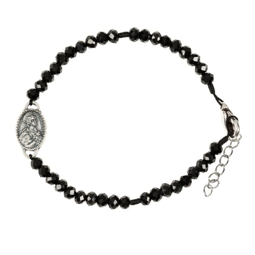 St. Michael &amp; Mary Magdalene Black Crystal Bracelet