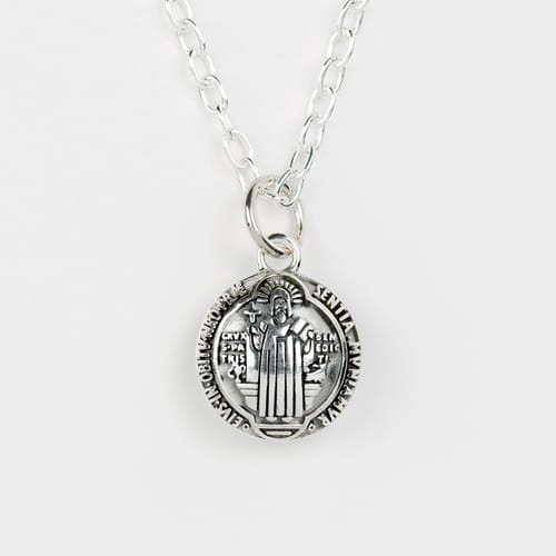 Sterling Silver St. Benedict Charm Necklace