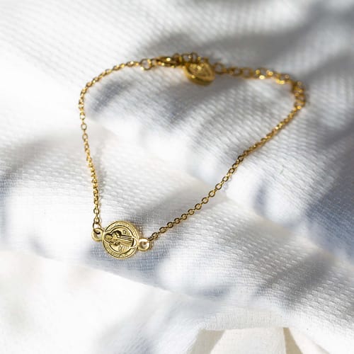 Gold St. Benedict Medal Chain Bracelet