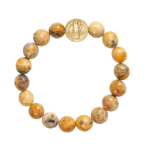 St. Benedict Lace Agate Stone Stretch Bracelet