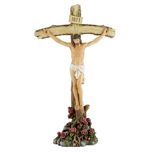 Standing Crucifix With Roses, 11&quot;