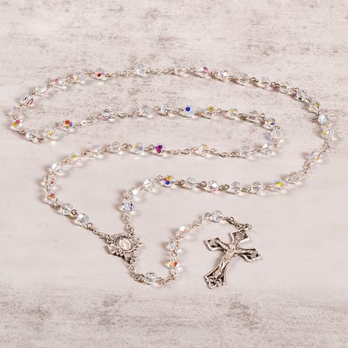 Swarovski Clear Crystal And Sterling Rosary