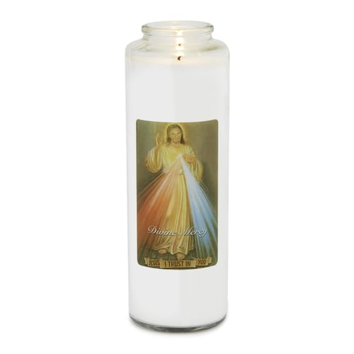 Divine Mercy Devotional Glass Candle - 6-7 Day - Box Of 12