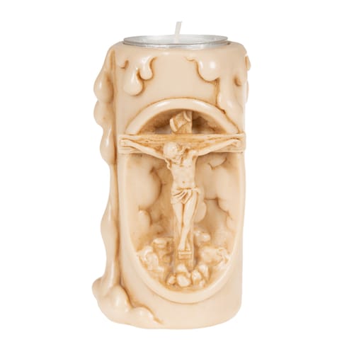 Crucifixion Natural Finish Candle Holder