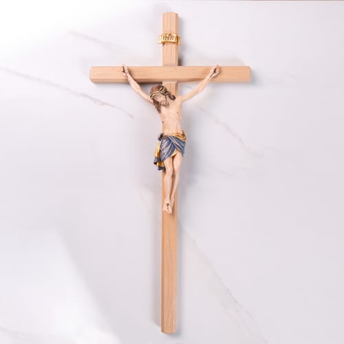 Light Wood Siena Hand Carved Italian Wall Crucifix