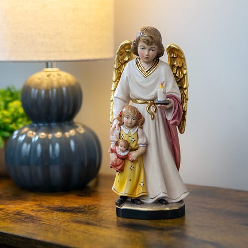 Italian Guardian Angel &amp; Little Girl Statue - 7.75&quot;