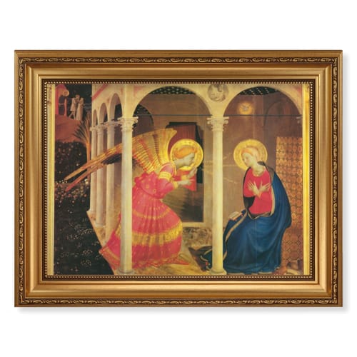 The Annunciation By Fra Angelico In Ornate Gold Frame