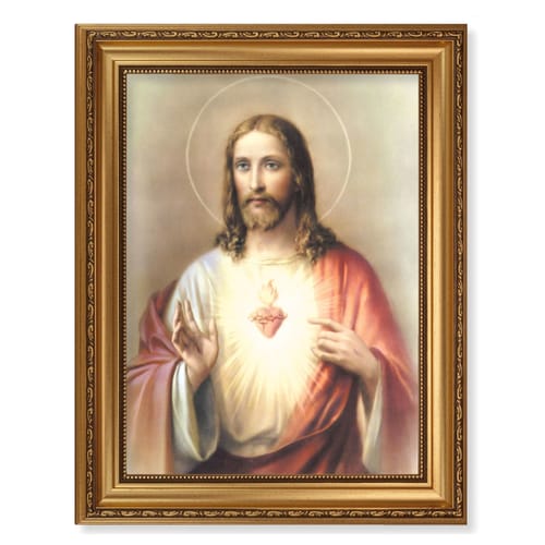 Sacred Heart of Jesus in Gold Frame - 15.5" x 19.5"