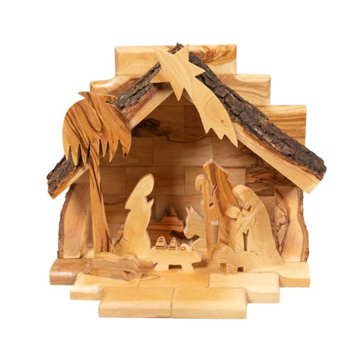 Large Olive Wood One Piece Nativity