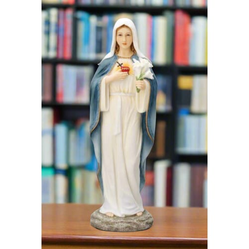 Hand Painted Immaculate Heart Of Mary Statue - 8&quot;