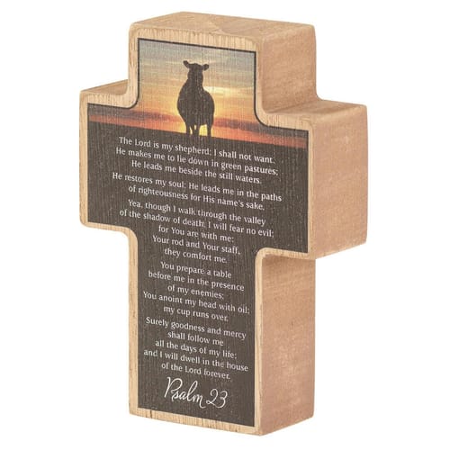 Psalm 23 Wood Tabletop Cross