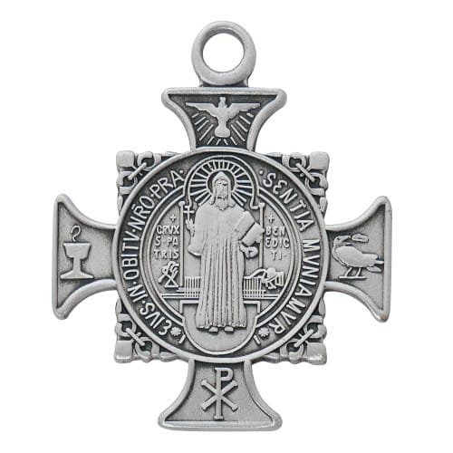 Sterling St. Benedict Cross Medal Necklace