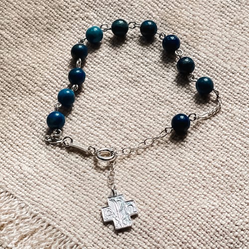 Lapis &amp; Sterling Rosary Bracelet