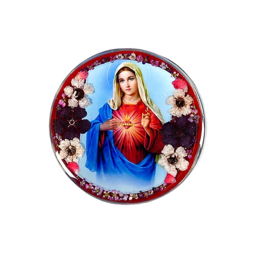 Pressed Flower Immaculate Heart Rosary Case