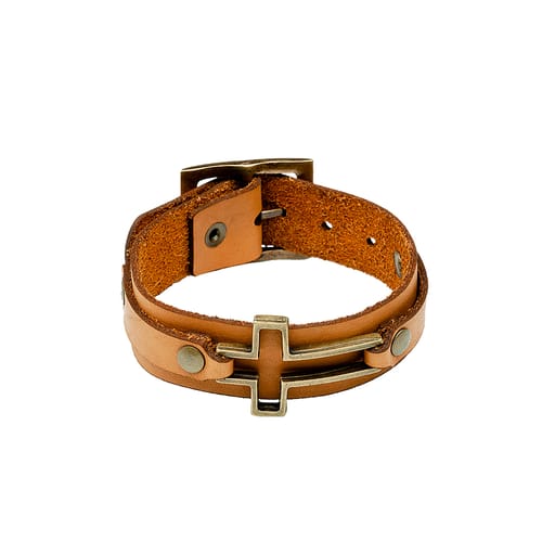 Vegan Leather Cuff Cross Bracelet