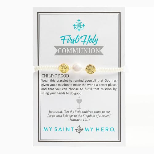 First Communion Pearl Blessing Bracelet - White