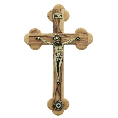 Olive Wood Crucifix With Relic