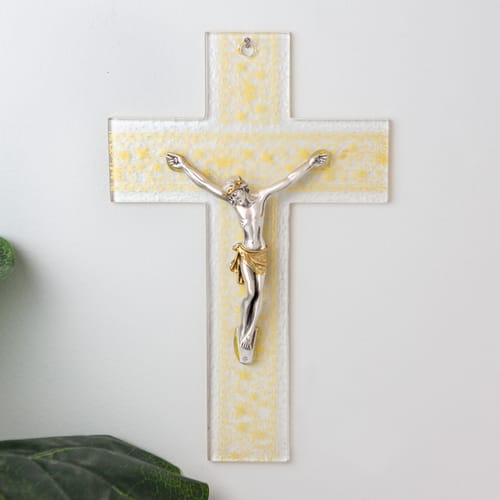 Murano Glass Damask Crucifix