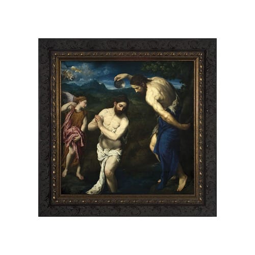 The Baptism Of Christ W/ Dark Ornate Frame