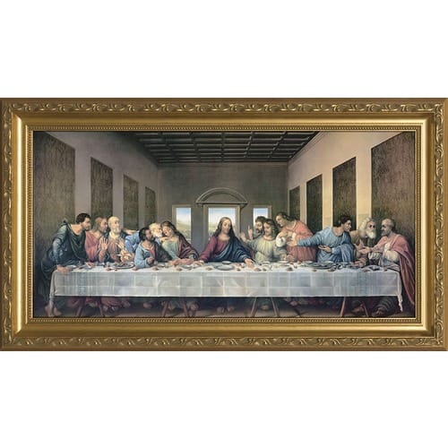 Beveled Gold Frame Da Vinci's Last Supper Restored