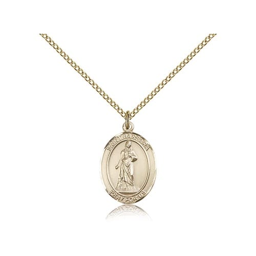 Gold Filled St. Barbara Pendant W/ Chain