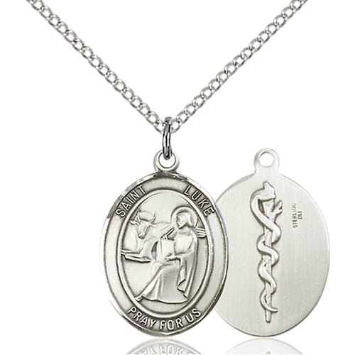 Sterling Silver St. Luke The Apostle / Doctor Pendant W/ Chain