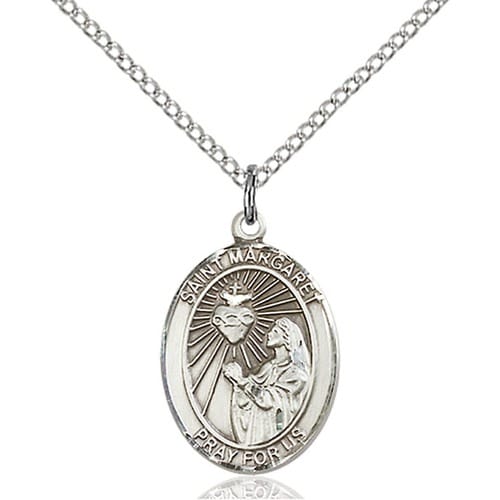 Sterling Silver St. Margaret Mary Alacoque Pendant W/ Chain