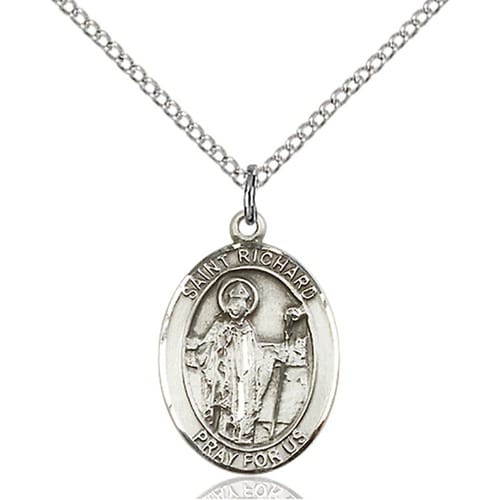 Sterling Silver St. Richard Pendant W/ Chain