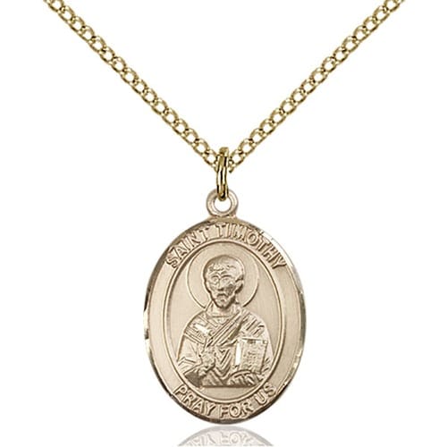 Gold Filled St. Timothy Pendant W/ Chain