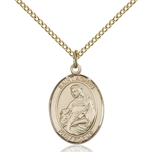 Gold Filled St. Agnes Of Rome Pendant W/ Chain