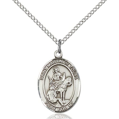 Sterling Silver St. Martin Of Tours Pendant W/ Chain