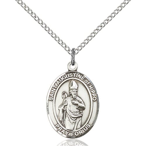 Sterling Silver St. Augustine Of Hippo Pendant W/ Chain