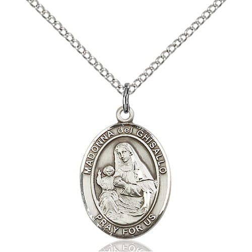 Sterling Silver St. Madonna Del Ghisallo Pendant W/ Chain