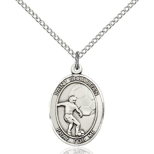 Sterling Silver St. Sebastian / Soccer Pendant