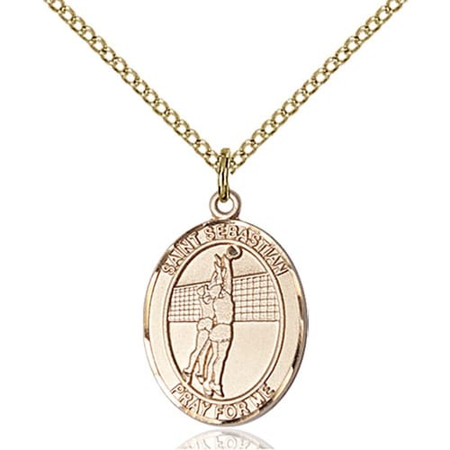 14kt Gold Filled St. Sebastian / Volleyball Pendant