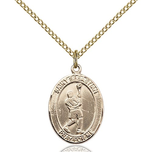 14kt Gold Filled St. Sebastian/Lacrosse Pendant