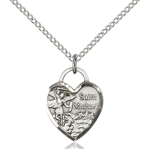 Sterling Silver St. Michael Heart Pendant