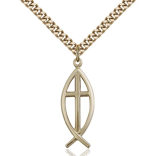 14kt Gold Filled Fish / Cross Pendant