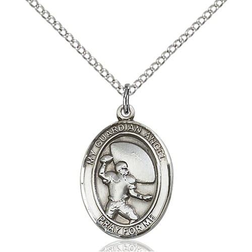 Sterling Silver Guardian Angel / Football Pendant