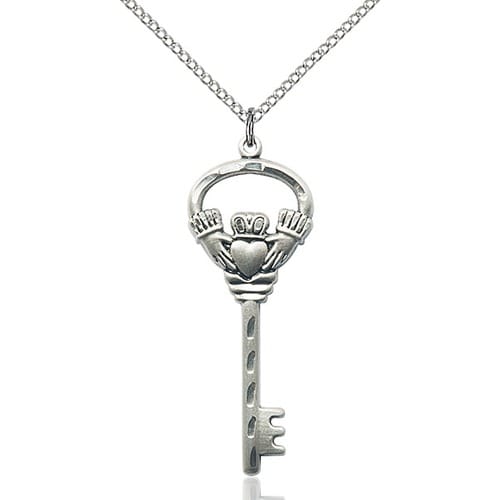 Sterling Silver KEY W/CLADDAGH Pendant