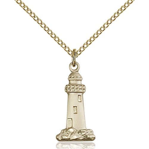 14kt Gold Filled Lighthouse Pendant