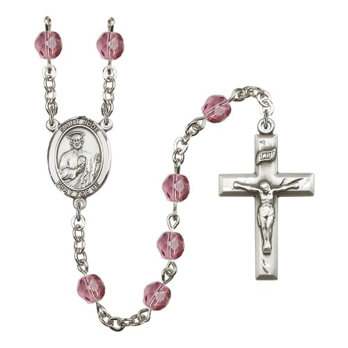 St. Jude Thaddeus Purple February Rosary 6mm